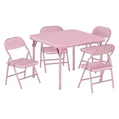 Folding Table and Chairs Set for 4, Square Folding Dining Table with Padded Cushion Seats, Space Saving Foldable Furniture for Small Spaces, Kitchen Dining Room Bedroom Living Room, Easy Storage Portable Set for Meals Games O