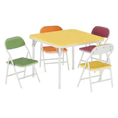 Folding Table and Chairs Set for 4, Square Folding Dining Table with Padded Cushion Seats, Space Saving Foldable Furniture for Small Spaces, Kitchen Dining Room Bedroom Living Room, Easy Storage Portable Set for Meals Games O