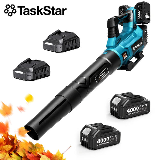 TaskStar Cordless Leaf Blower 40V 3-speed Adjustable Electric Air Blower 440CFM Garden/Yard Leaf Blower with 2 4000mAh Batteries&2 Chargers, Used for Dust/Leaves Removal