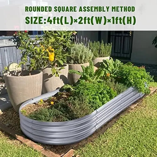 Galvanized Raised Garden Bed Metal Planter Box Oval Outdoor Garden Box for Vegetables Flowers Herbs Patio Yard Planting Bed
