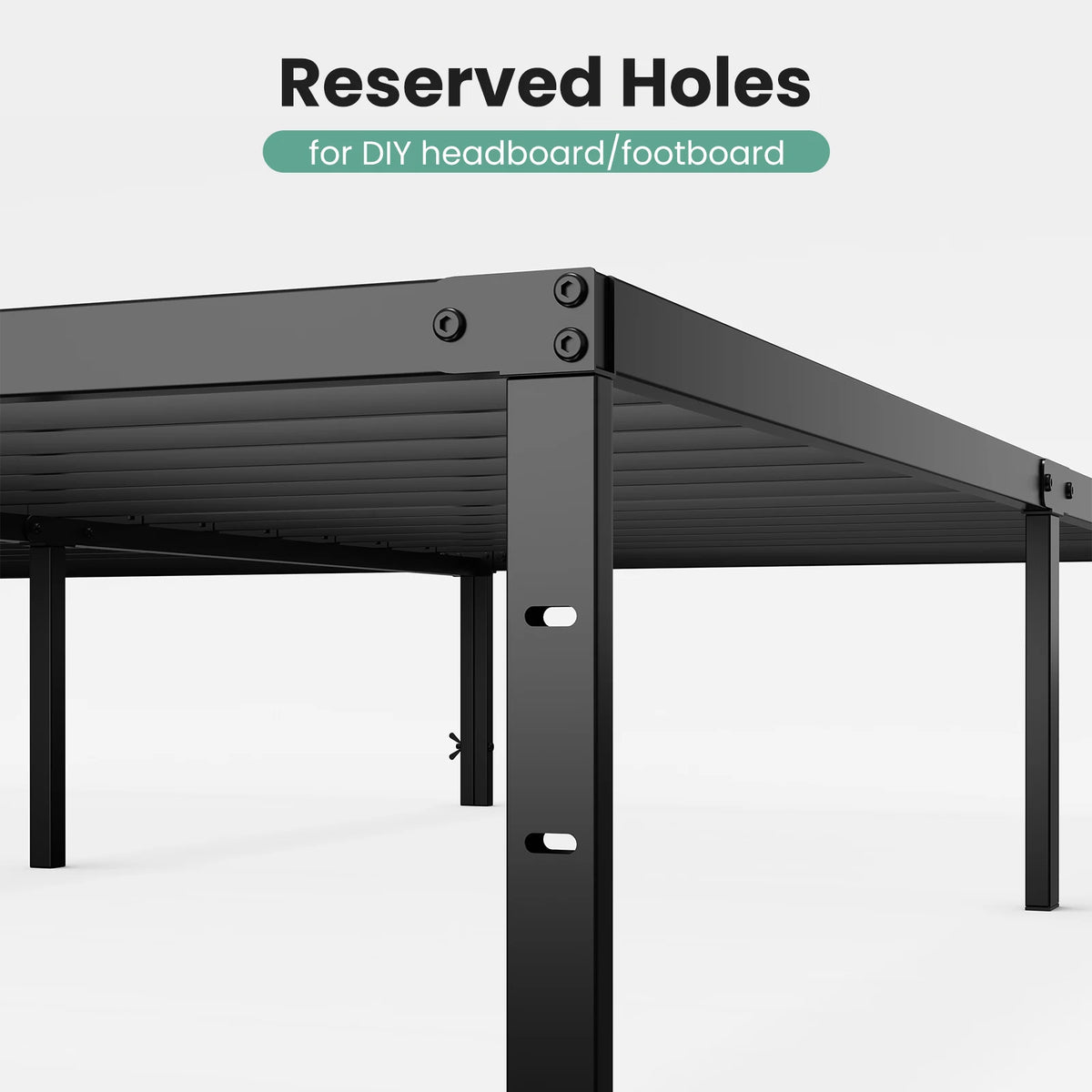 JHK 18IN Tall Basic Metal Platform Bed Frame Sturdy Steel Heavy Duty with Storage Space Bedroom Frames Slat Support For Home