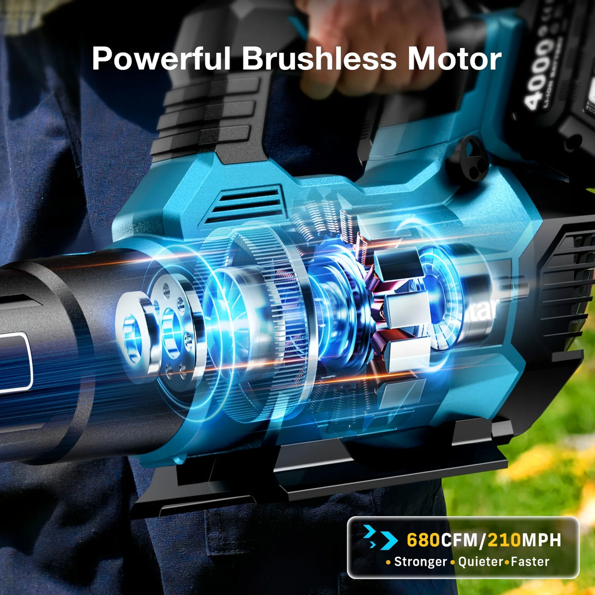 TaskStar Cordless Leaf Blower 40V 3-speed Adjustable Electric Air Blower 440CFM Garden/Yard Leaf Blower with 2 4000mAh Batteries&2 Chargers, Used for Dust/Leaves Removal