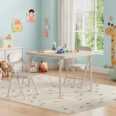 Folding Table and Chairs Set for 4, Square Folding Dining Table with Padded Cushion Seats, Space Saving Foldable Furniture for Small Spaces, Kitchen Dining Room Bedroom Living Room, Easy Storage Portable Set for Meals Games O
