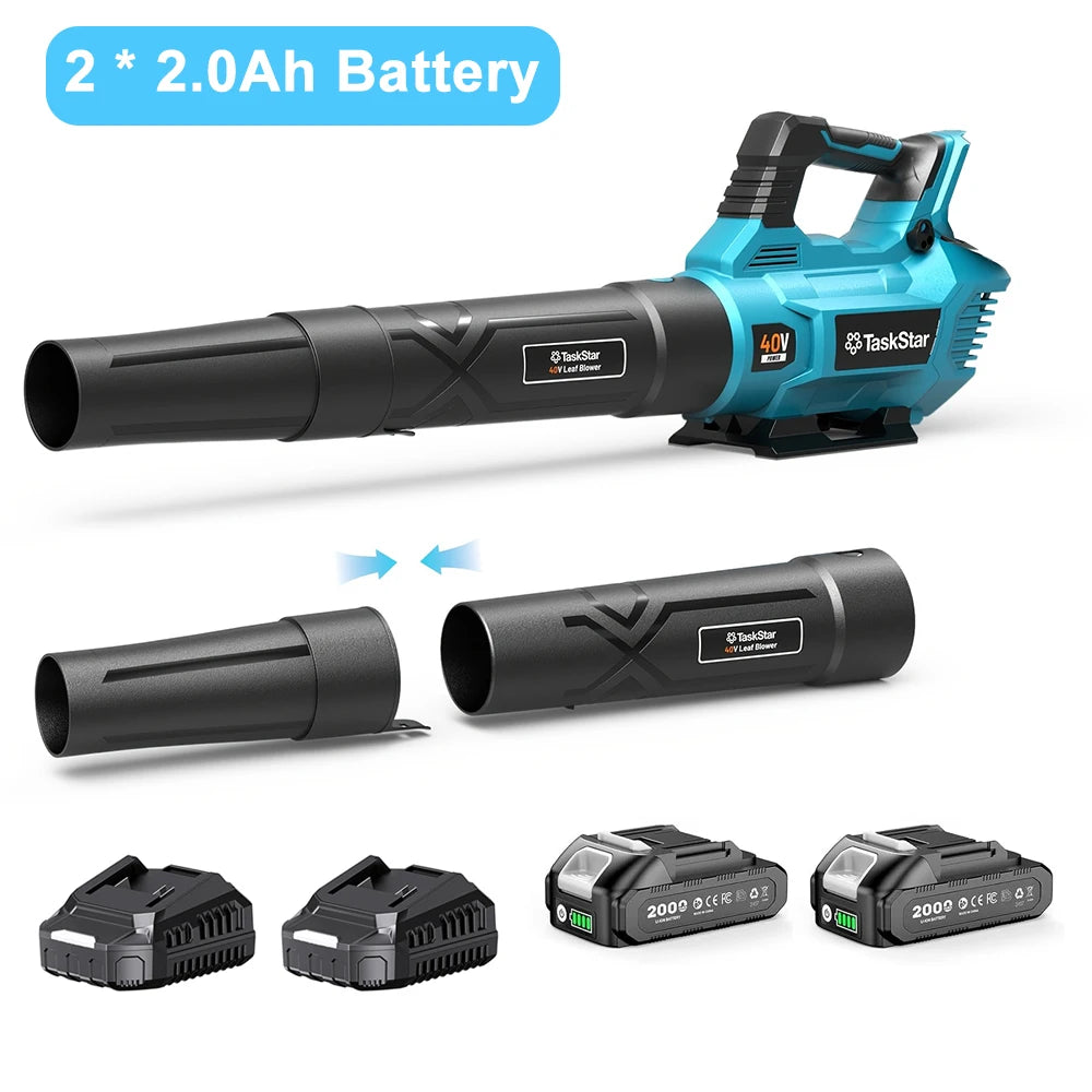 TaskStar Cordless Leaf Blower 40V 3-speed Adjustable Electric Air Blower 440CFM Garden/Yard Leaf Blower with 2 4000mAh Batteries&2 Chargers, Used for Dust/Leaves Removal
