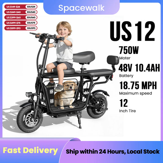 Eilleo Spacewalk 48V Electric Scooter for Adults with Large Pet Basket 750W Motor,18.75MPH Foldable Commuter E-Scooter with Seat