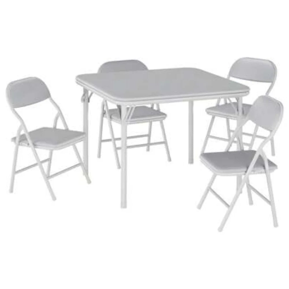 Folding Table and Chairs Set for 4, Square Folding Dining Table with Padded Cushion Seats, Space Saving Foldable Furniture for Small Spaces, Kitchen Dining Room Bedroom Living Room, Easy Storage Portable Set for Meals Games O