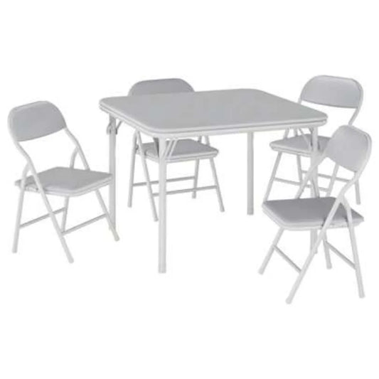Folding Table and Chairs Set for 4, Square Folding Dining Table with Padded Cushion Seats, Space Saving Foldable Furniture for Small Spaces, Kitchen Dining Room Bedroom Living Room, Easy Storage Portable Set for Meals Games O