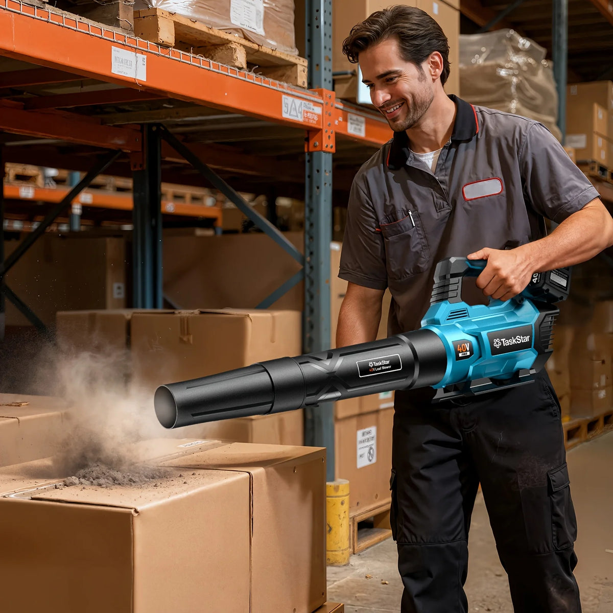 TaskStar Cordless Leaf Blower 40V 3-speed Adjustable Electric Air Blower 440CFM Garden/Yard Leaf Blower with 2 4000mAh Batteries&2 Chargers, Used for Dust/Leaves Removal