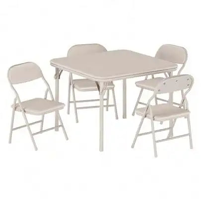 Folding Table and Chairs Set for 4, Square Folding Dining Table with Padded Cushion Seats, Space Saving Foldable Furniture for Small Spaces, Kitchen Dining Room Bedroom Living Room, Easy Storage Portable Set for Meals Games O
