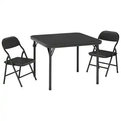 Folding Table and Chairs Set for 4, Square Folding Dining Table with Padded Cushion Seats, Space Saving Foldable Furniture for Small Spaces, Kitchen Dining Room Bedroom Living Room, Easy Storage Portable Set for Meals Games O
