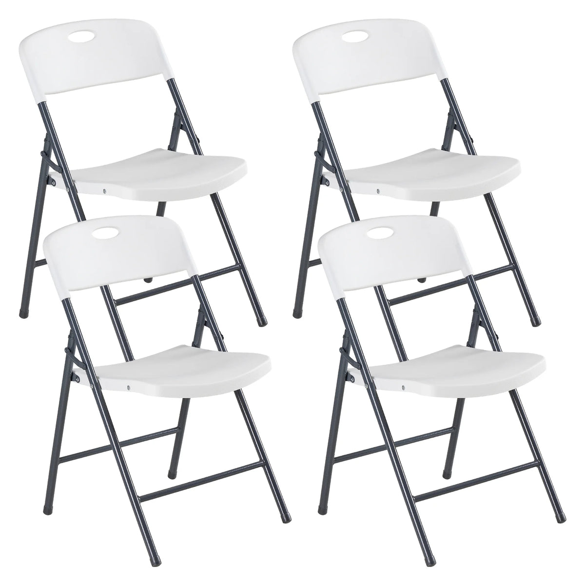 JHK 2/4/6 Pack Plastic Stackable Folding Chairs Portable Dining Chairs Set Heavy Duty with Ergonomic Back Easy to Use for Home
